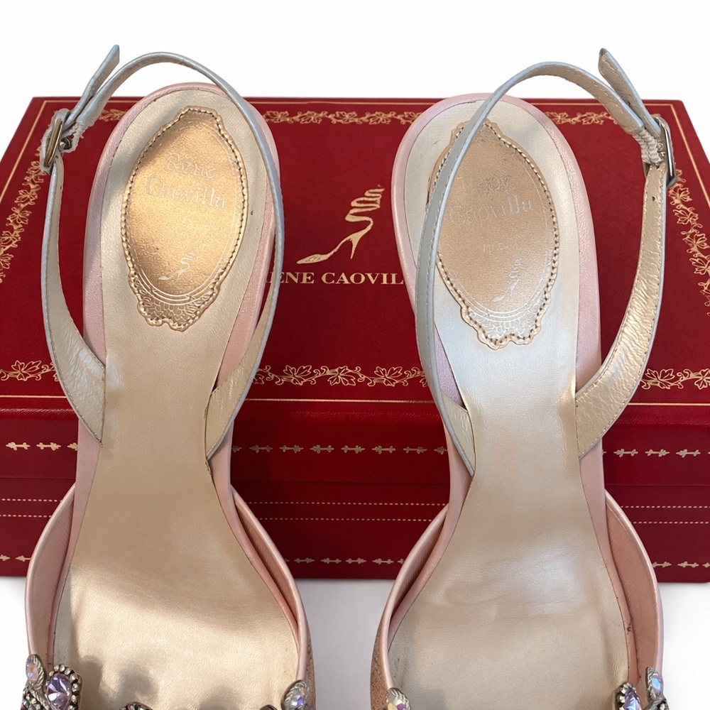 Rene Caovilla • “Veneziana” Rainbow Lace Sling Back Heels - Picture 7 of 17